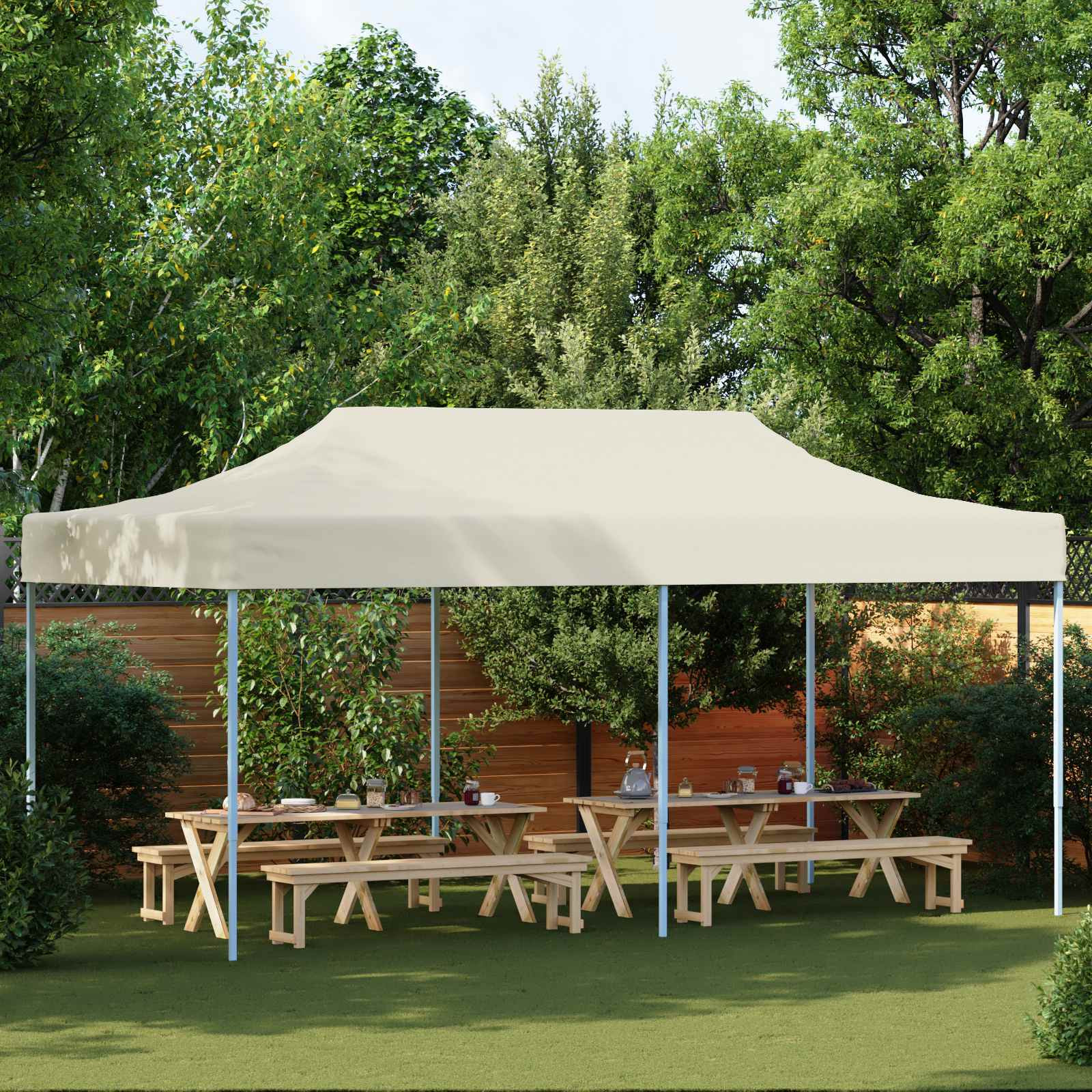 vidaXL Party-Zelt Creme 291 x 580 x 315 cm Oxford-Stoff