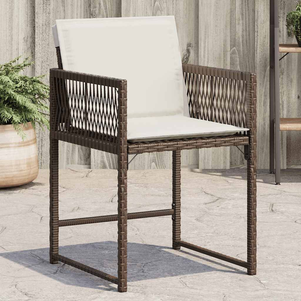 vidaXL Gartenstühle mit Kissen 4 Stk. Braun Poly Rattan