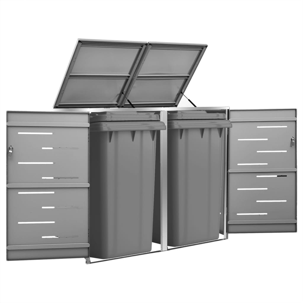 vidaXL Mülltonnenbox für 2 Tonnen 138x77,5x115 cm Edelstahl