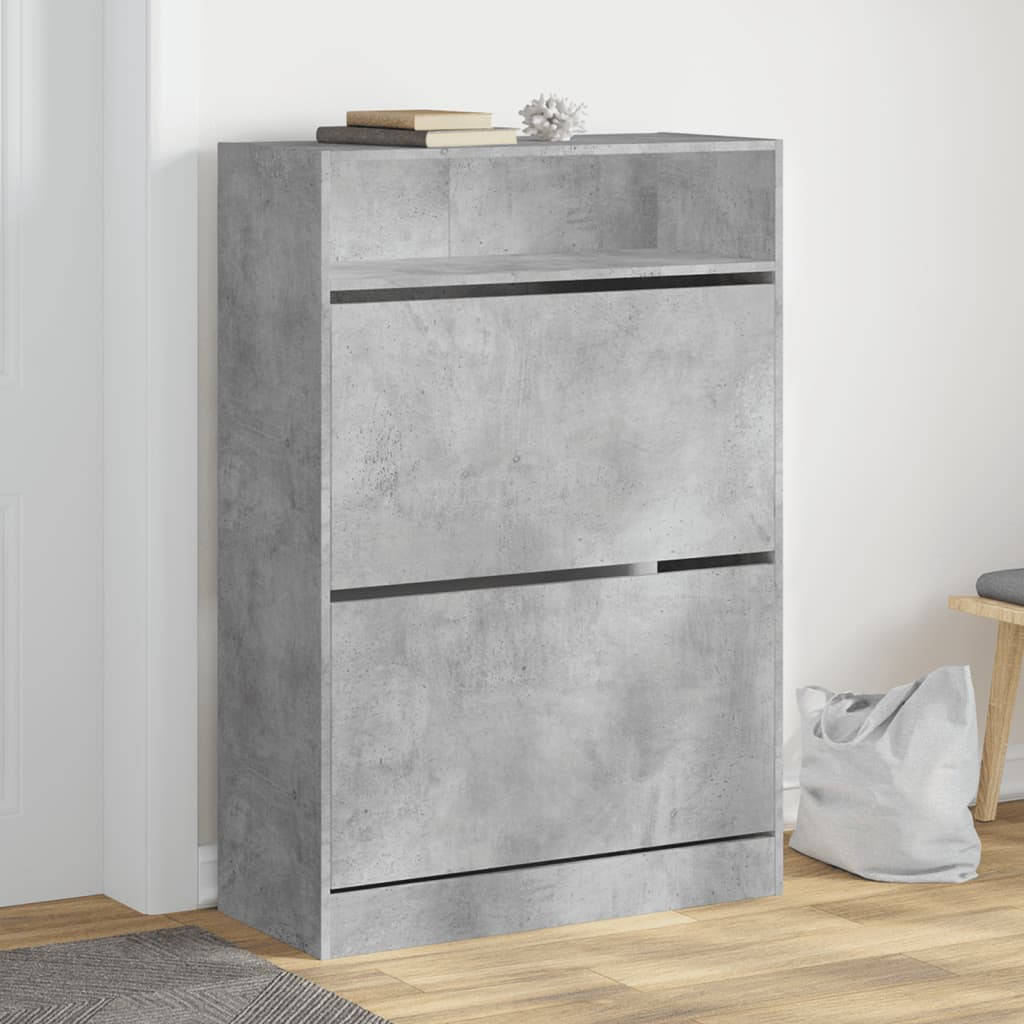 vidaXL Schuhschrank mit 2 Klappen Betongrau 80x34x116 cm