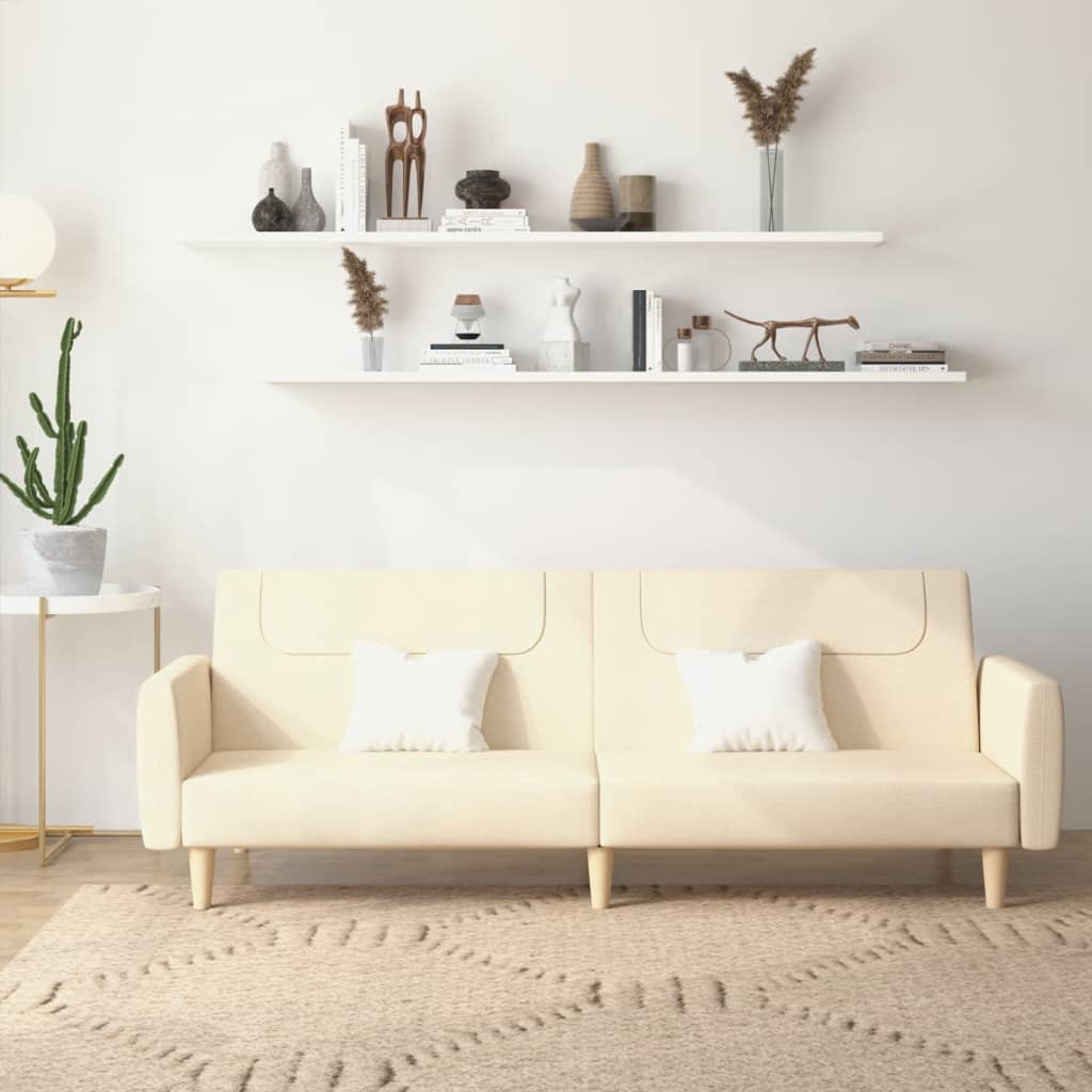 vidaXL Schlafsofa 2-Sitzer Creme Stoff