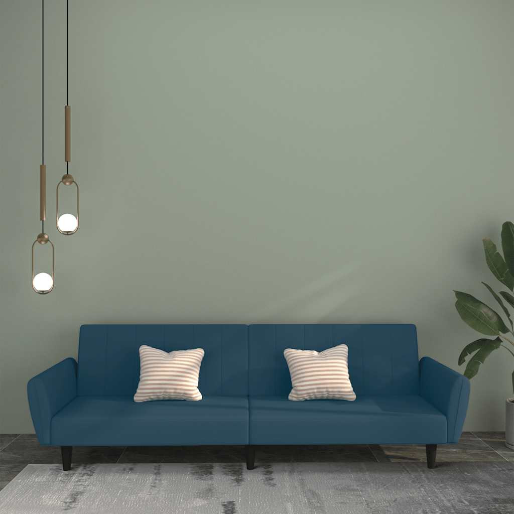 vidaXL Schlafsofa 2-Sitzer Blau Samt