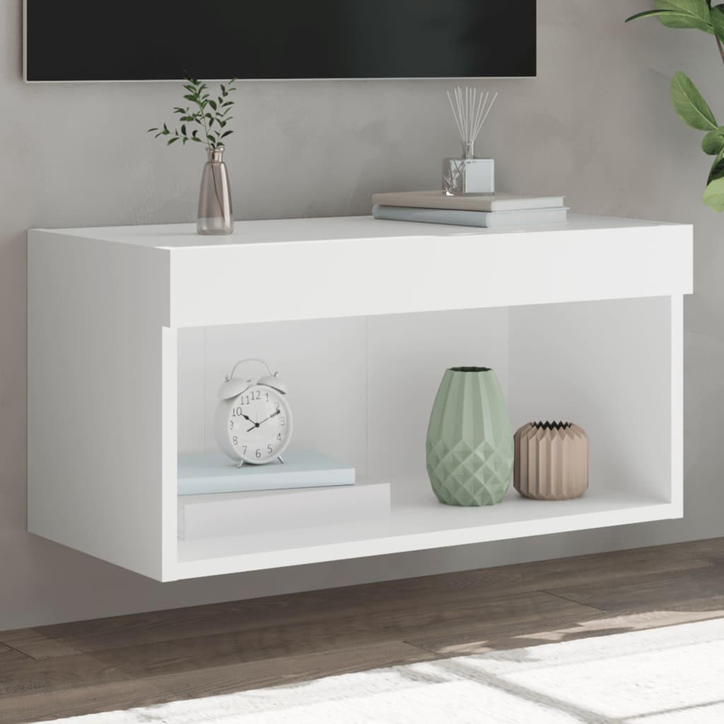 vidaXL TV-Schrank mit LED-Leuchten Weiß 60x30x30 cm