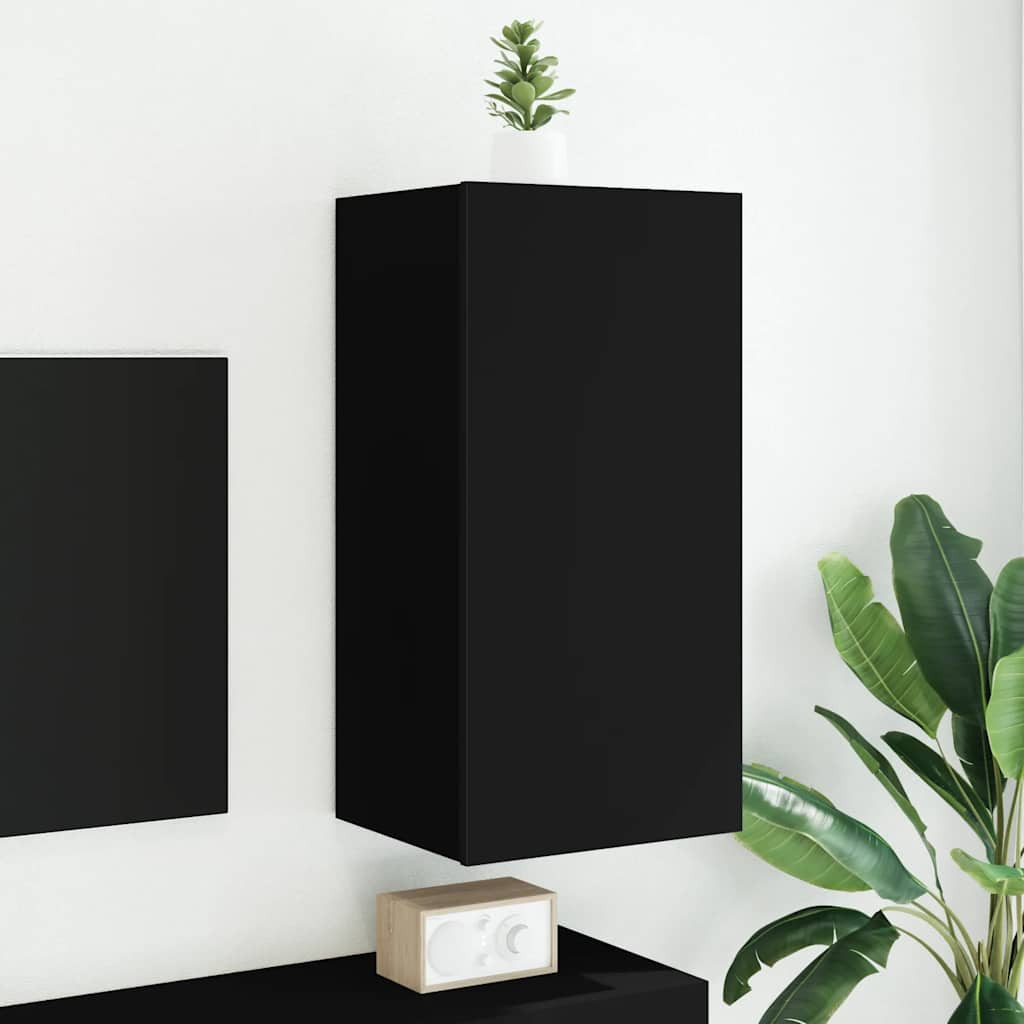 vidaXL TV-Wandschrank mit LED-Leuchten Schwarz 40,5x35x80 cm