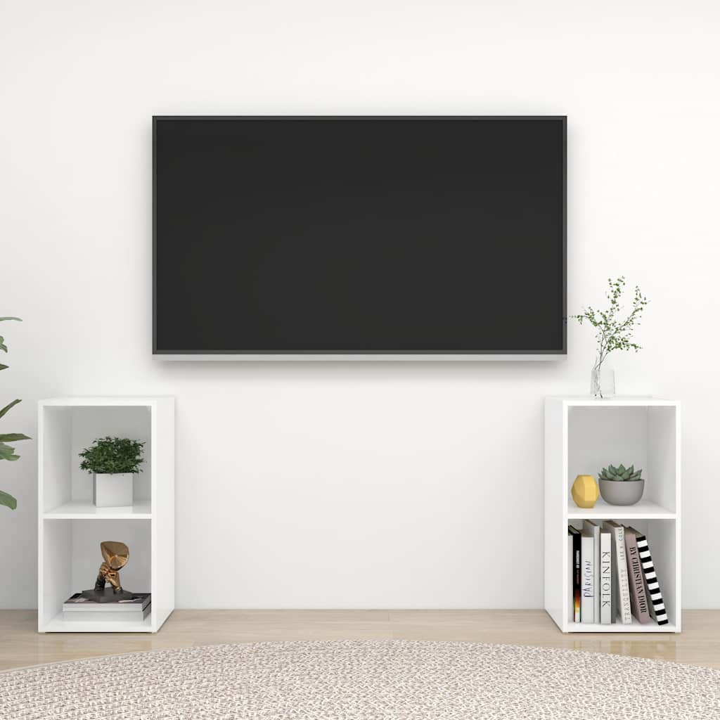 vidaXL TV-Schränke 2 Stk. Hochglanz-Weiß 72x35x36,5 cm Holzwerkstoff