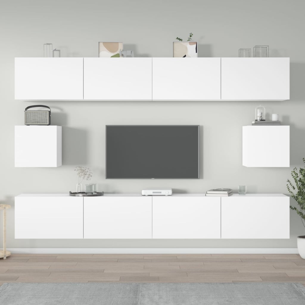 vidaXL 6-tlg. TV-Schrank-Set Weiß Holzwerkstoff