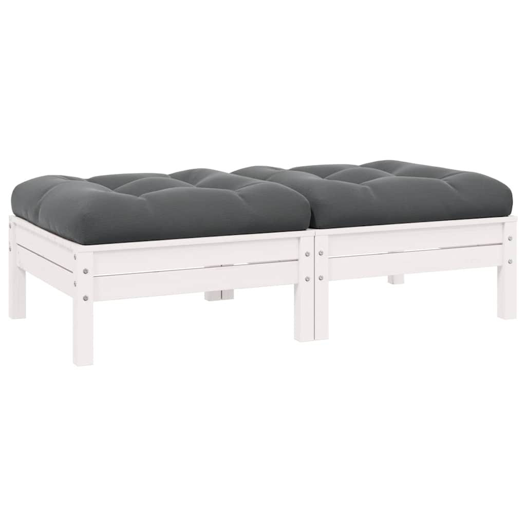 vidaXL 2-Sitzer-Gartensofa mit Kissen Weiß Massivholz Kiefer