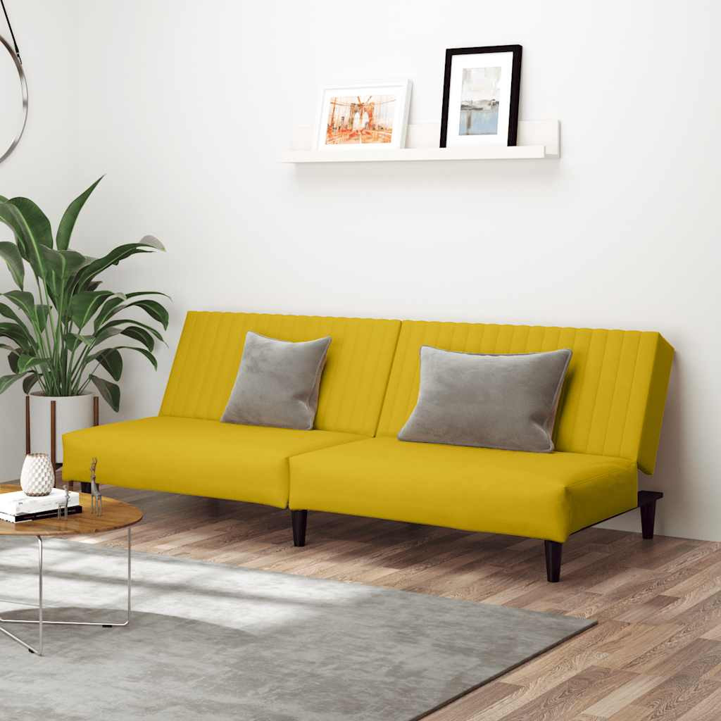 vidaXL Schlafsofa 2-Sitzer Gelb Samt