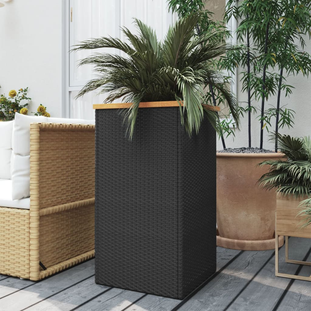 vidaXL Pflanzkübel Schwarz 40x40x80 cm Poly Rattan