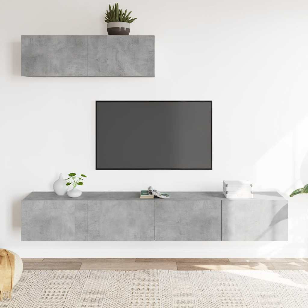 vidaXL 3-tlg. TV-Schrank-Set Betongrau Holzwerkstoff