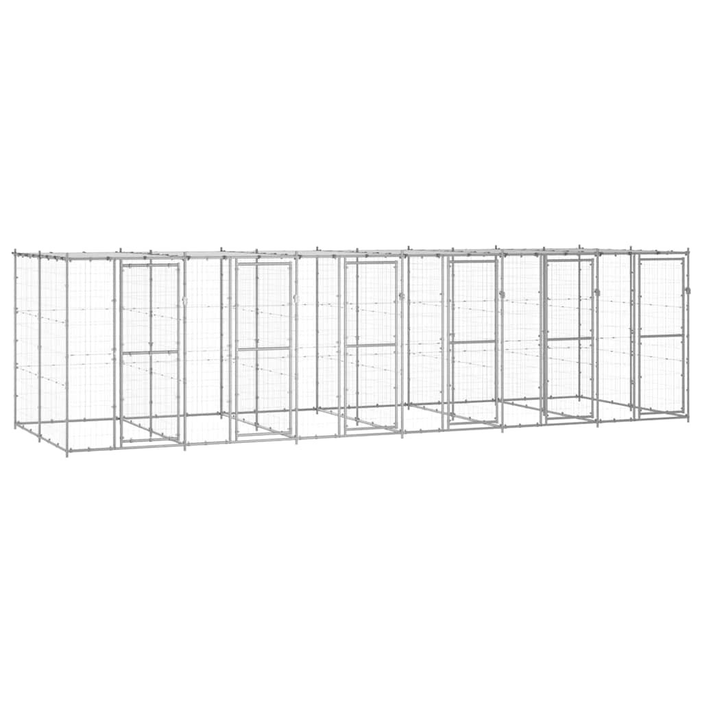vidaXL Outdoor-Hundezwinger mit Überdachung Verzinkter Stahl 14,52 m²