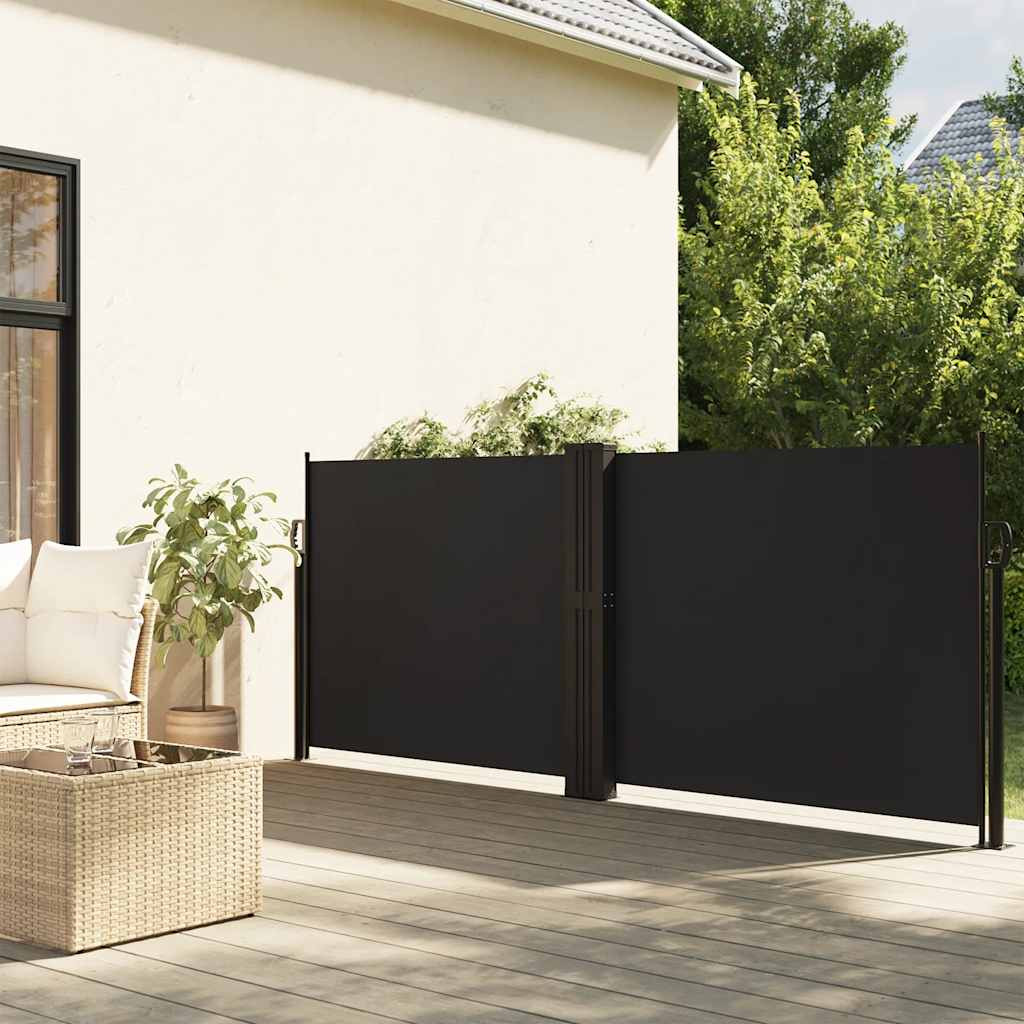 vidaXL Seitenmarkise Ausziehbar Schwarz 140x1200 cm