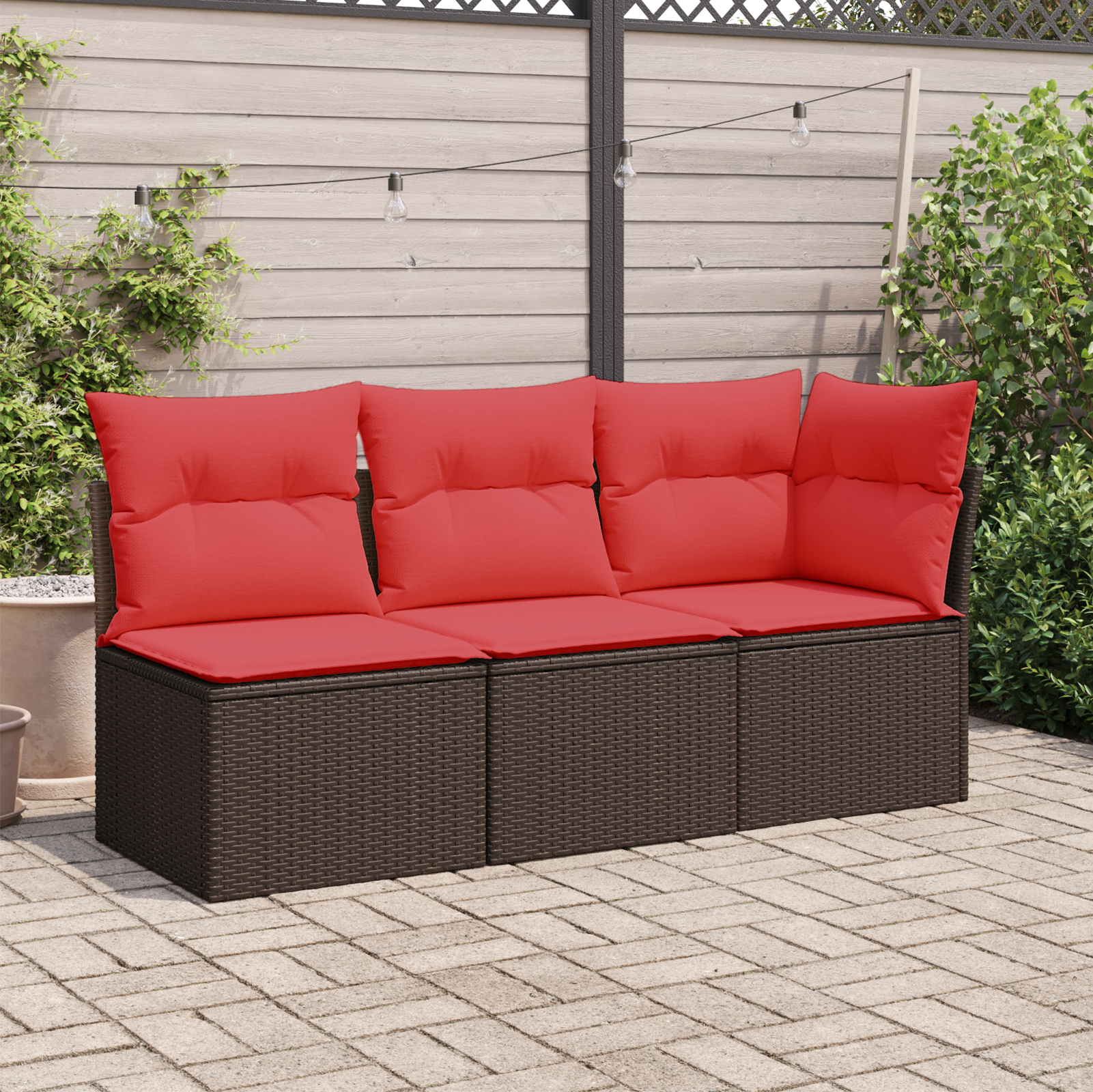 vidaXL | Garten-Sofa | mit Kissen Braun 172 x 62 x 69 cm Poly Rattan