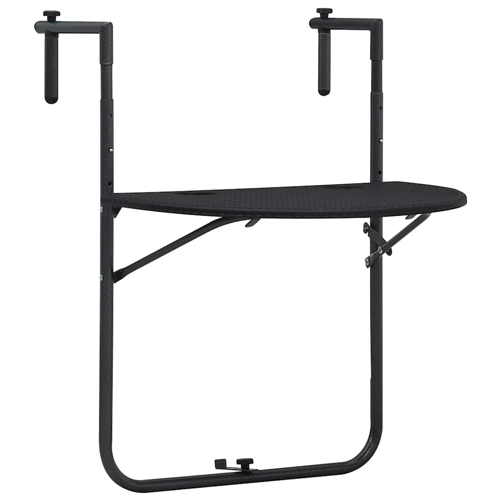 vidaXL Balkon-Hängetisch Schwarz 60x64x83,5 cm Kunststoff Rattan-Optik