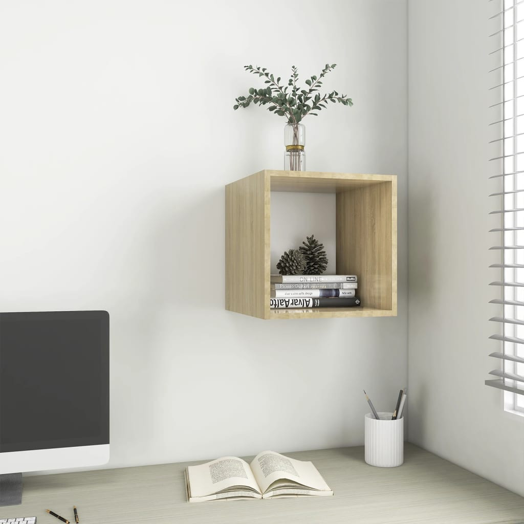 vidaXL Wandschrank Weiß Sonoma-Eiche 37x37x37 cm Holzwerkstoff