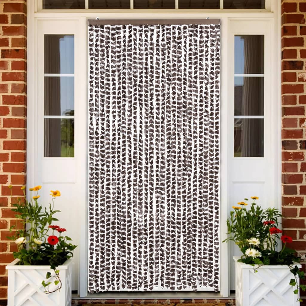 vidaXL Fliegenvorhang Braun und Weiß 100x230 cm Chenille