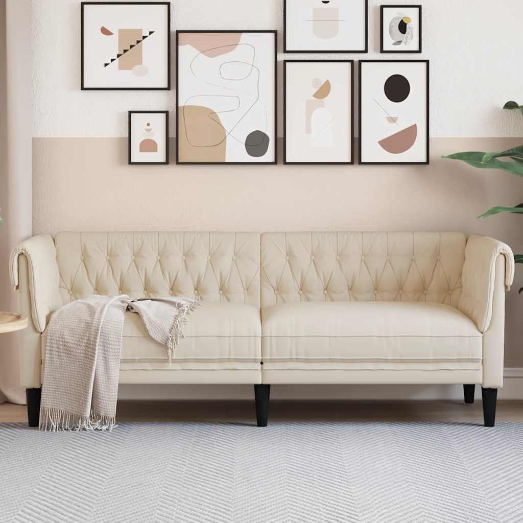 vidaXL 3-Sitzer-Sofa Chesterfield Leinen