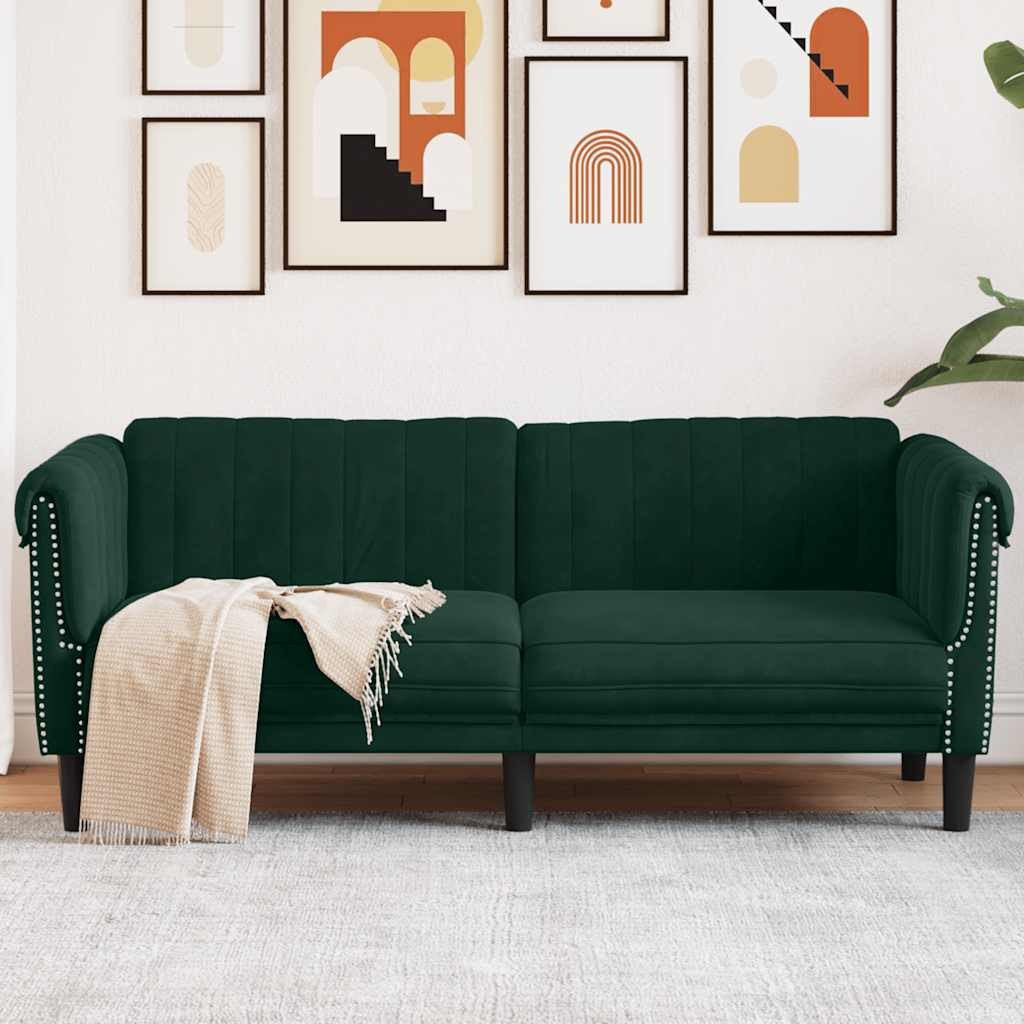 vidaXL Sofa 2-Sitzer Dunkelgrün Samt