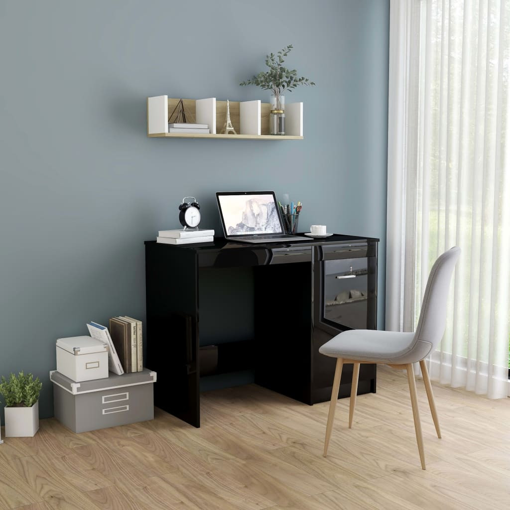 vidaXL Schreibtisch Hochglanz-Schwarz 100x50x76 cm Holzwerkstoff