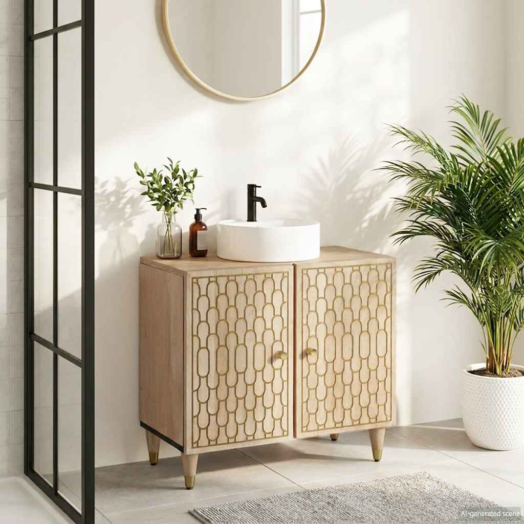 vidaXL Waschbeckenunterschrank 62x33x58 cm Massivholz Mango