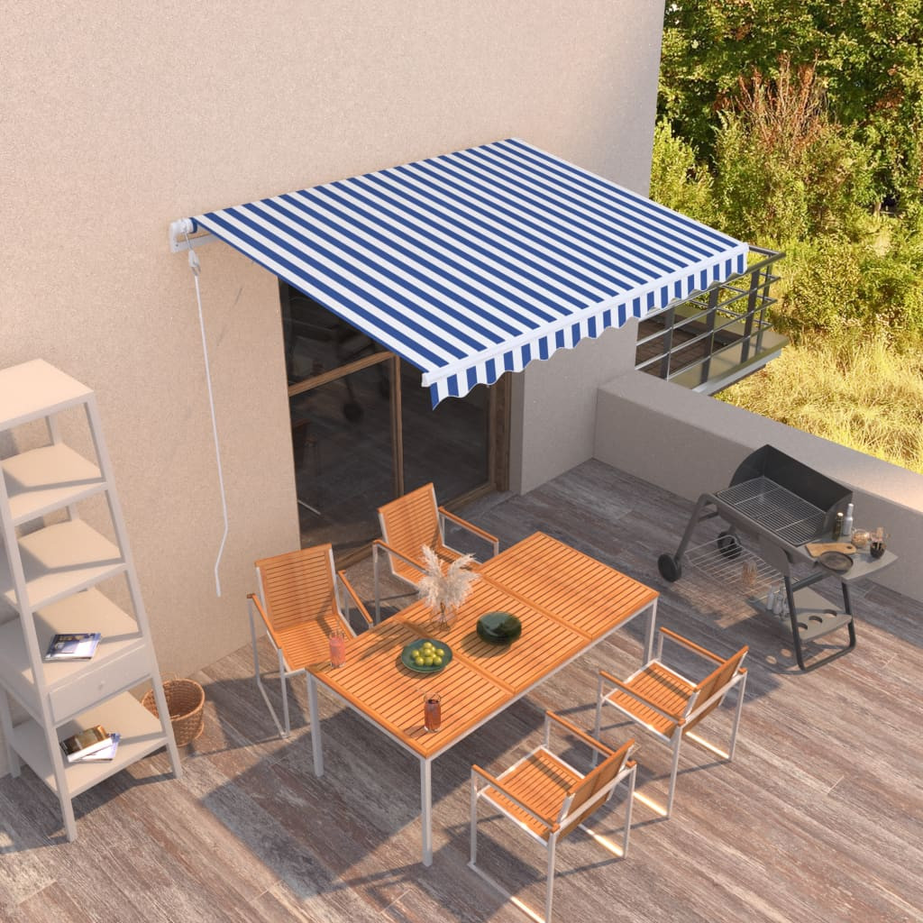 vidaXL Markise Automatisch Einziehbar 300x250 cm Blau und Weiß