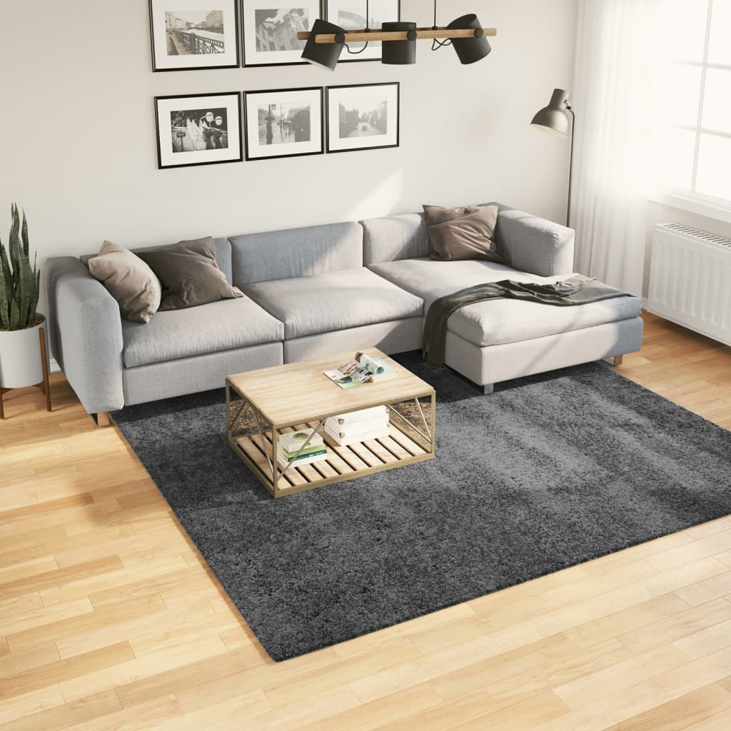 vidaXL Teppich OVIEDO Kurzflor Anthrazit 240x240 cm