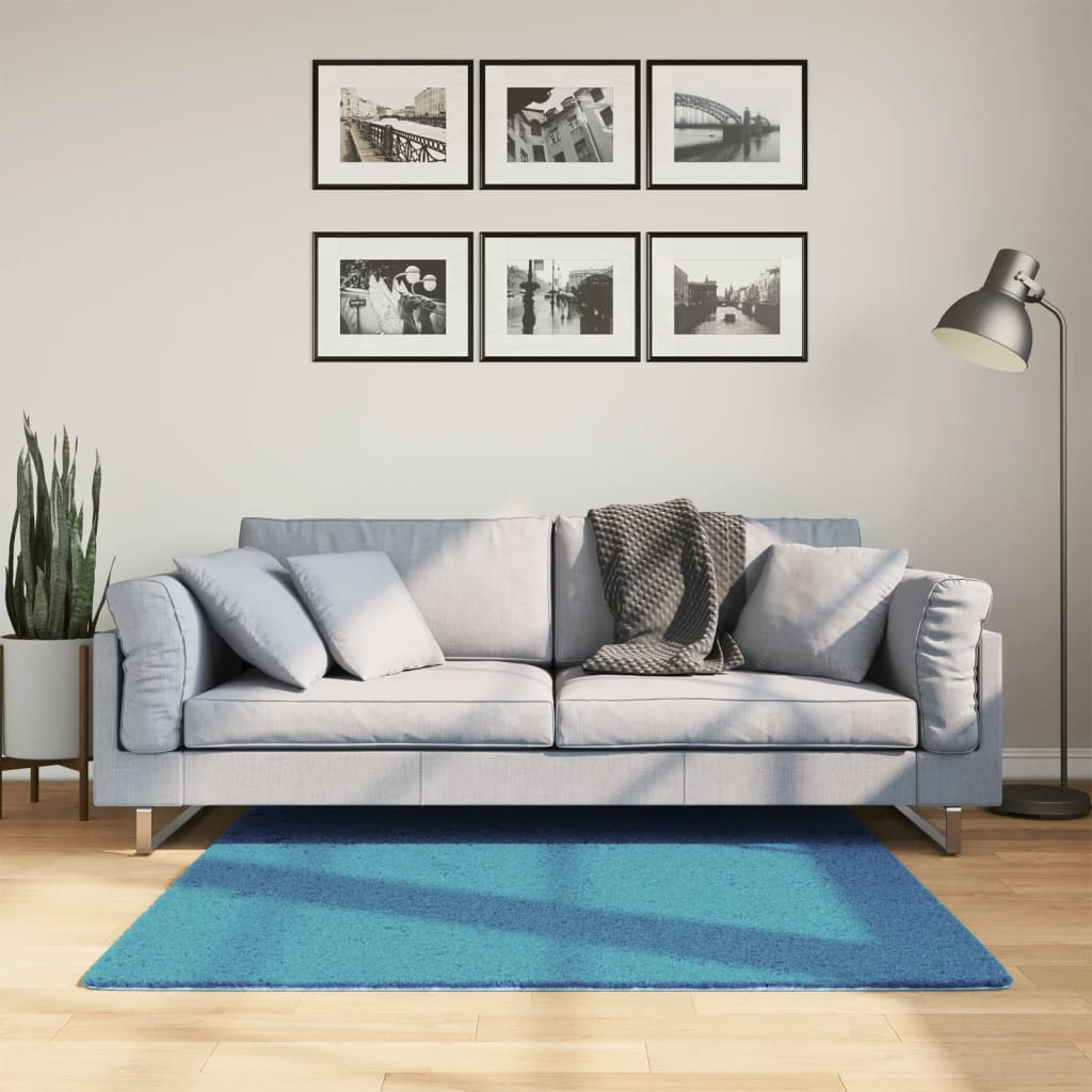 vidaXL Teppich OVIEDO Kurzflor Türkis 120x120 cm