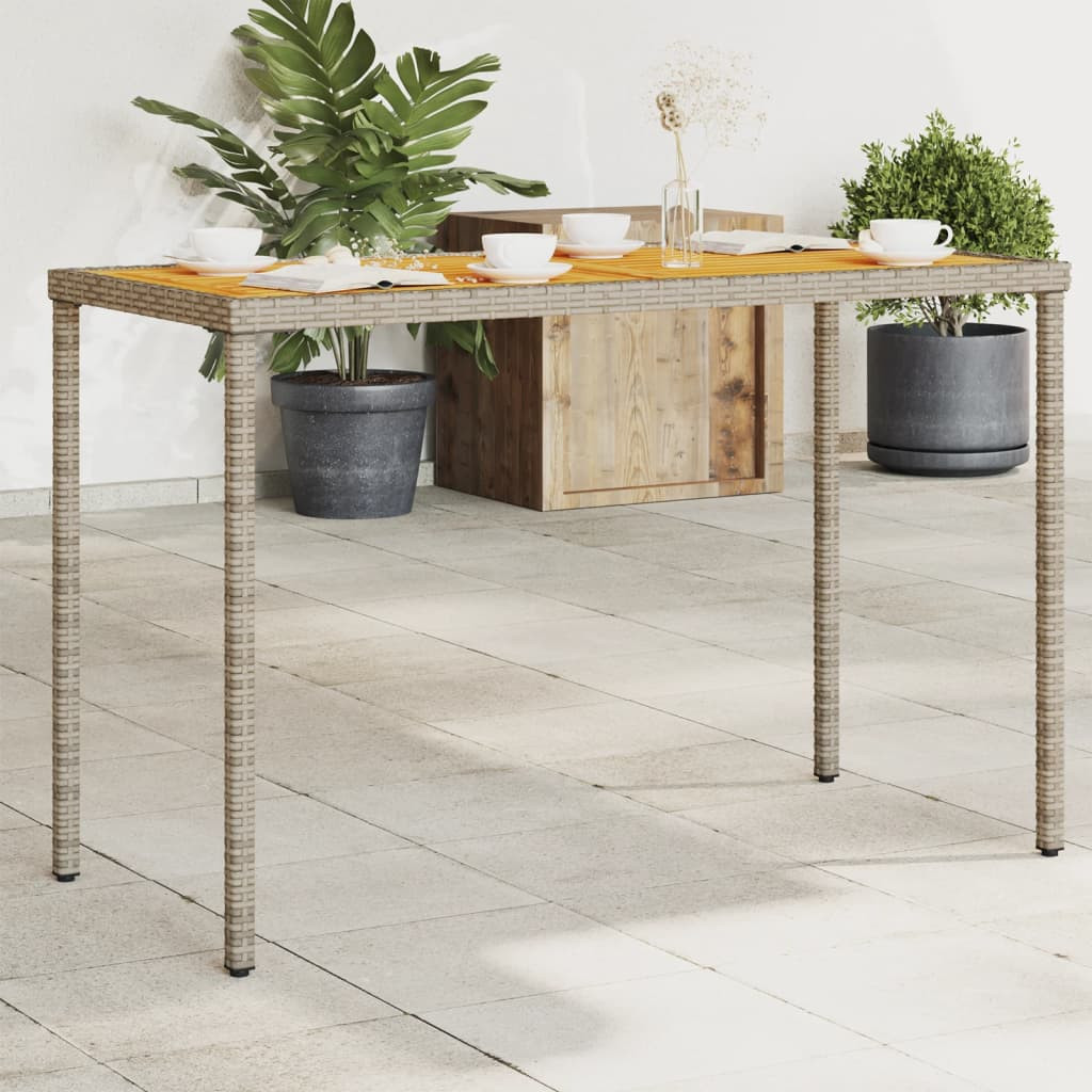 vidaXL Gartentisch mit Akazienholz-Platte Grau 115x54x74cm Poly Rattan