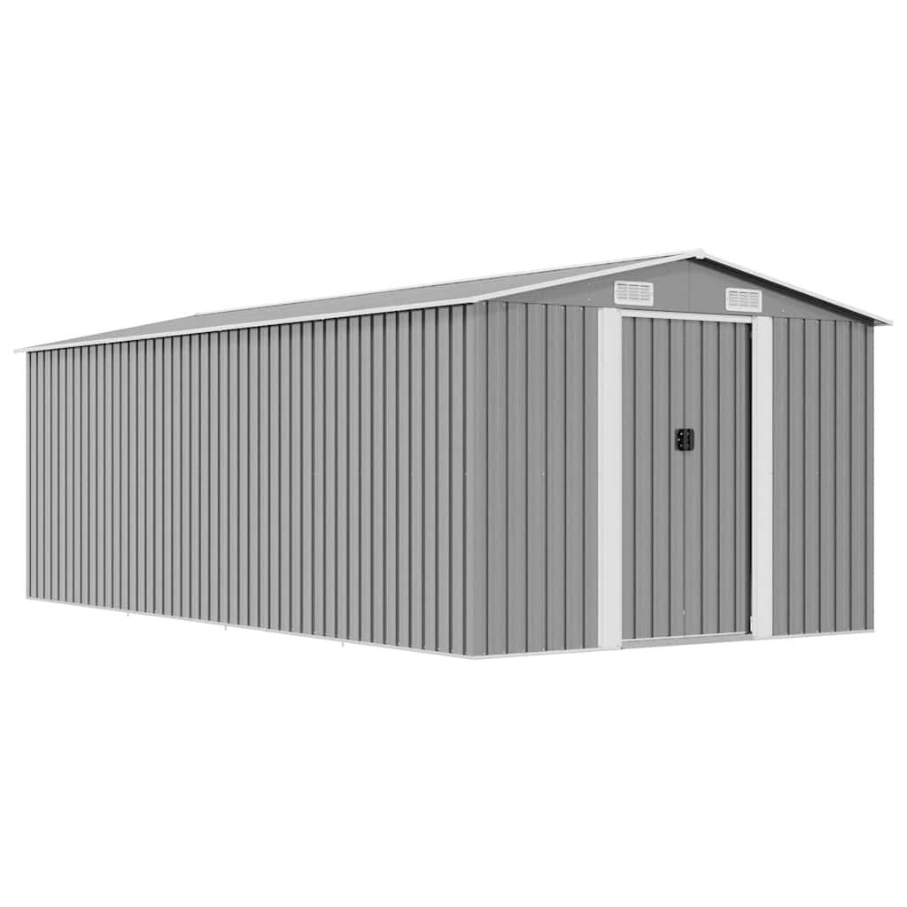 vidaXL Gerätehaus 257x489x181 cm Metall Grau
