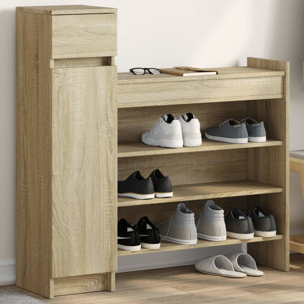 vidaXL Schuhschrank Sonoma-Eiche 100,5x28x100 cm Holzwerkstoff