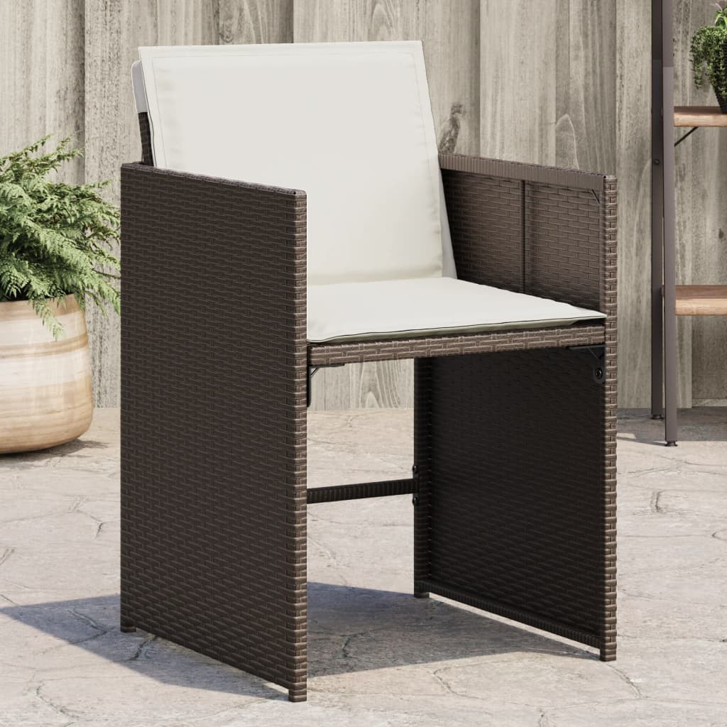 vidaXL Gartenstühle mit Kissen 4 Stk. Braun Poly Rattan