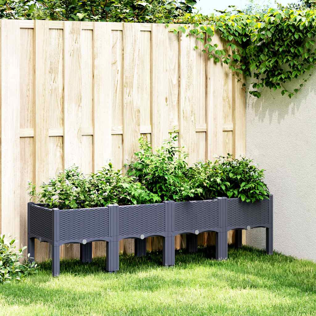 vidaXL Pflanzkasten mit Beinen Blaugrau 160x40x42 cm PP