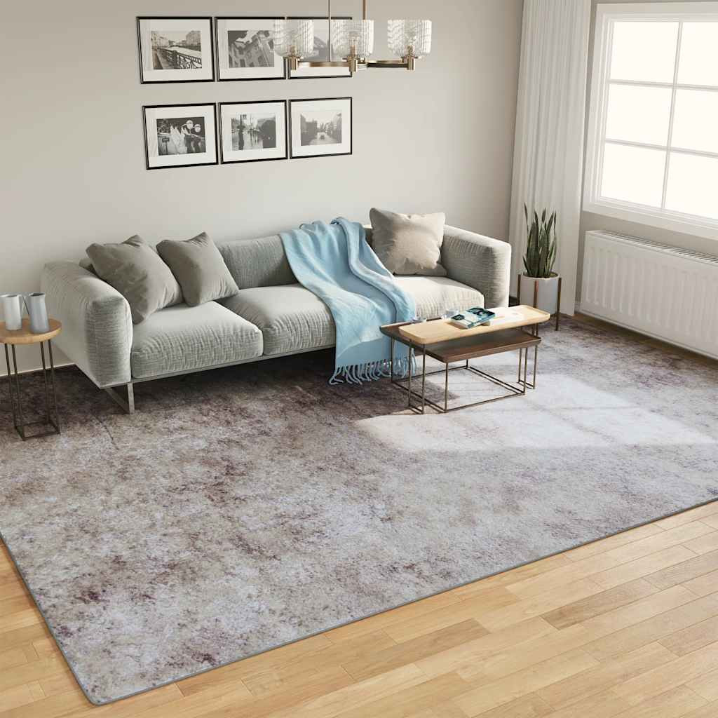 vidaXL Teppich Waschbar Grau 400x300 cm