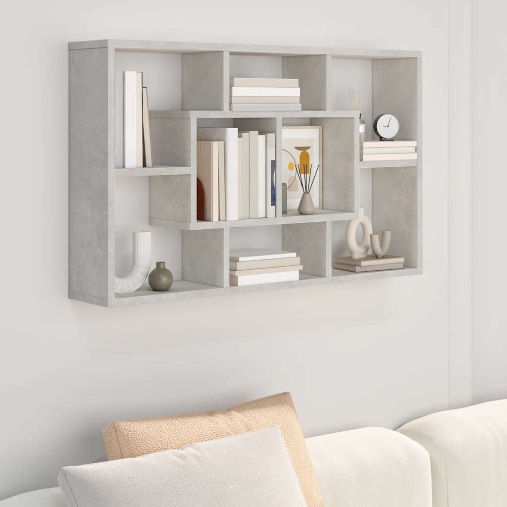vidaXL Wandregal Betongrau 85x16x52,5 cm Holzwerkstoff
