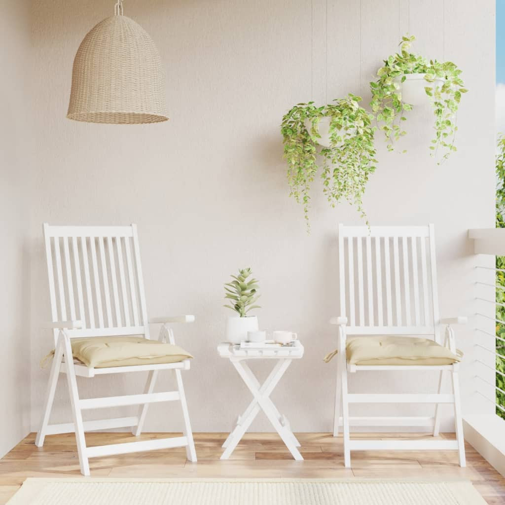 vidaXL Stuhlkissen 2 Stk. Beige 40x40x7 cm Oxford-Gewebe