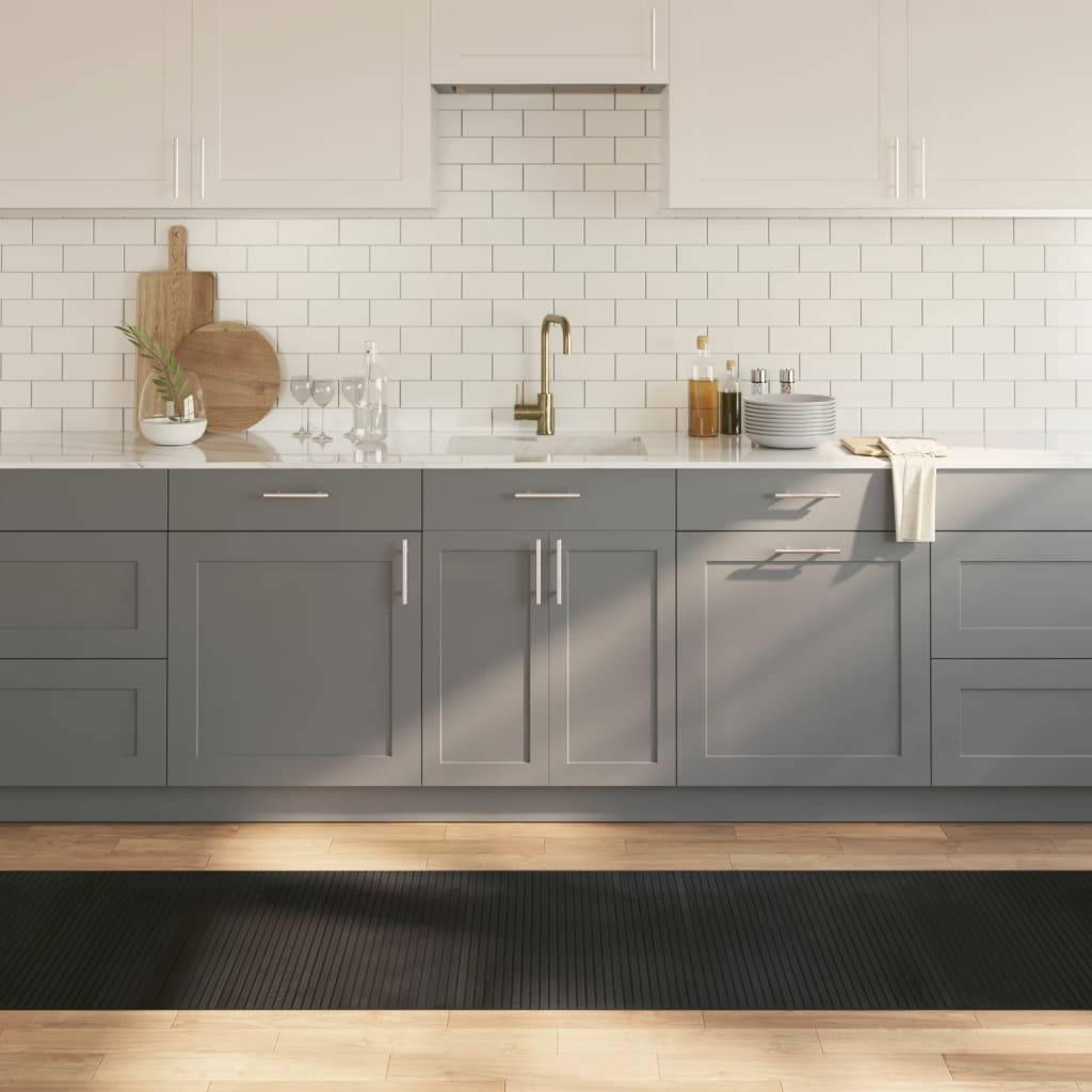 vidaXL Teppich Rechteckig Schwarz 70x300 cm Bambus