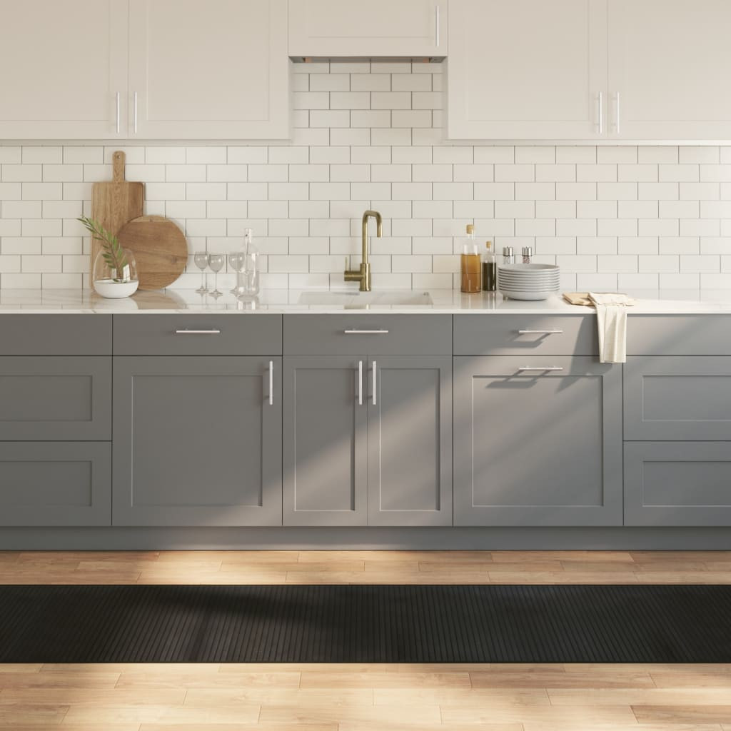 vidaXL Teppich Rechteckig Schwarz 60x300 cm Bambus