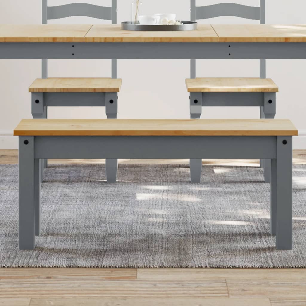 vidaXL Essbank PANAMA Grau 105x30x45 cm Massivholz Kiefer