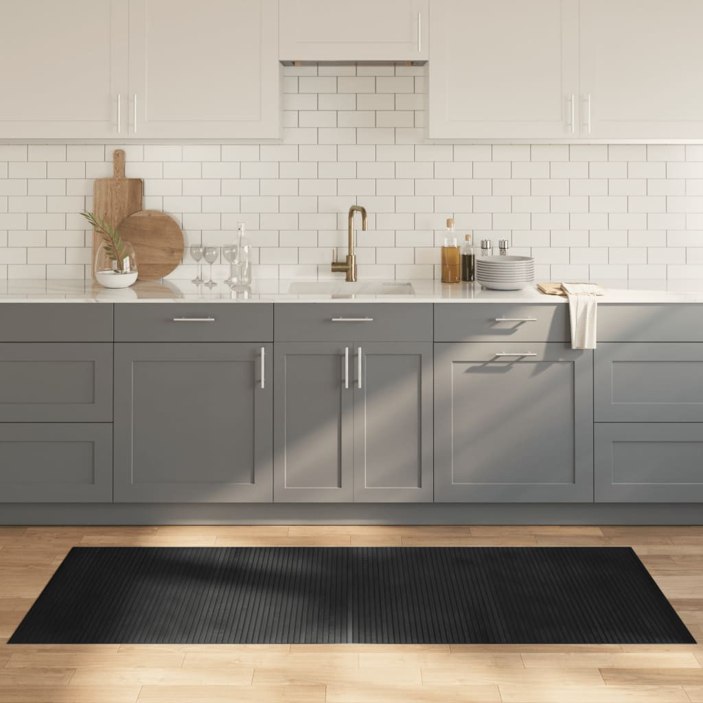 vidaXL Teppich Rechteckig Grau 80x200 cm Bambus