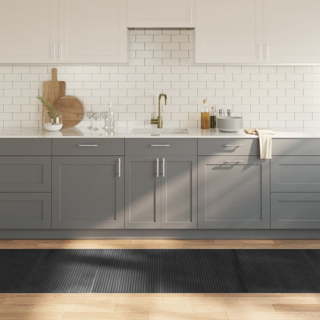 vidaXL Teppich Rechteckig Grau 80x300 cm Bambus