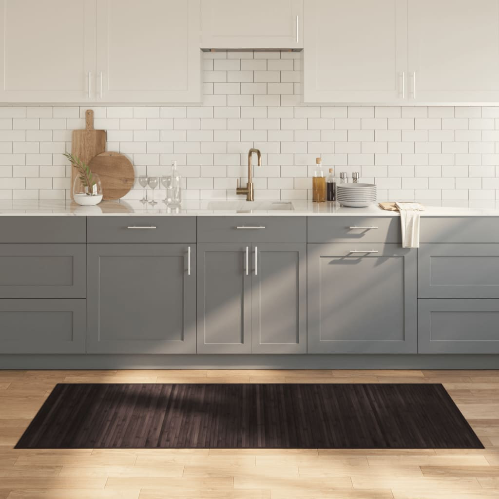 vidaXL Teppich Rechteckig Dunkelbraun 80x200 cm Bambus