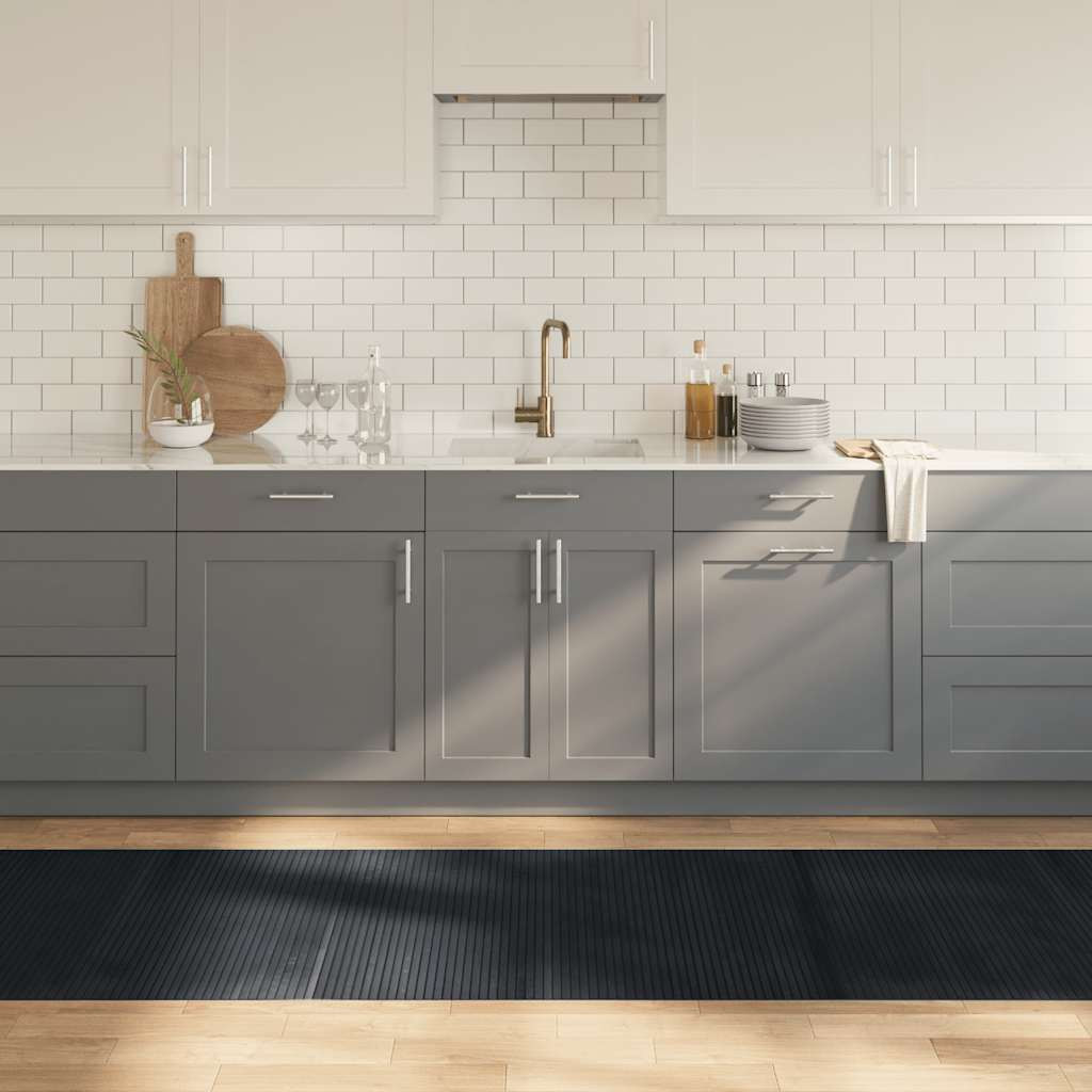 vidaXL Teppich Rechteckig Schwarz 80x500 cm Bambus