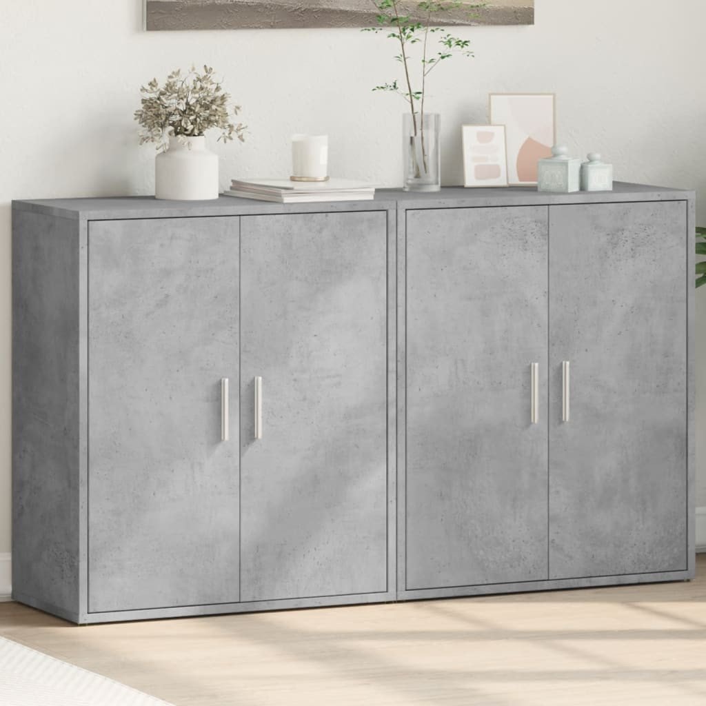 vidaXL Sideboards 2 Stk. Betongrau 60x31x70 cm Holzwerkstoff