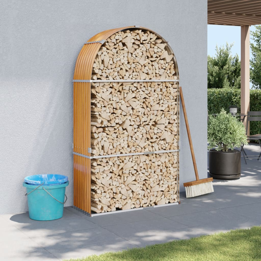 vidaXL Kaminholzunterstand Holzoptik 120x45x210 cm Verzinkter Stahl