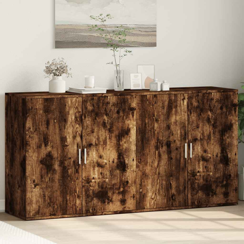 vidaXL Sideboards 2 Stk. Räuchereiche 79x38x80 cm Holzwerkstoff