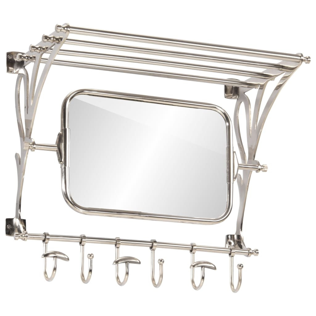 vidaXL Wandgarderobe mit Kleiderhaken & Spiegel Aluminium