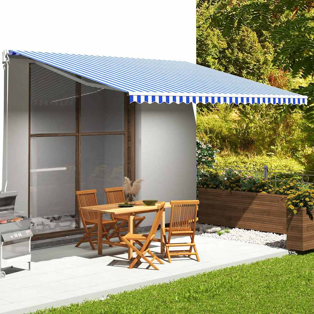 vidaXL Ersatzstoff für Markise Blau und Weiß 5x3,5 m Polyester