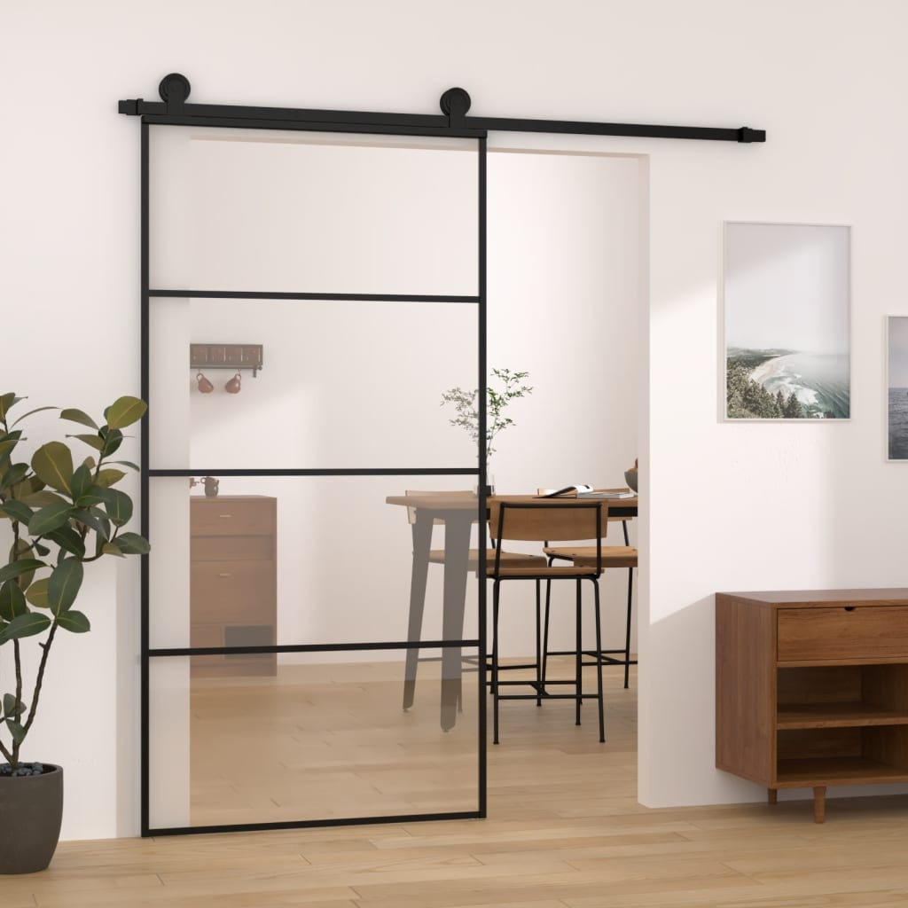 vidaXL Schiebetür mit Beschlag 102,5x205 cm ESG-Glas & Aluminium