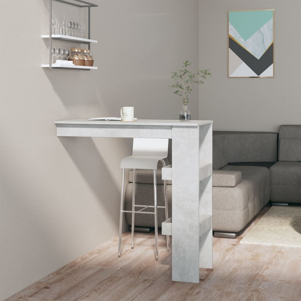 vidaXL Wand-Bartisch Betongrau 102x45x103,5 cm Holzwerkstoff