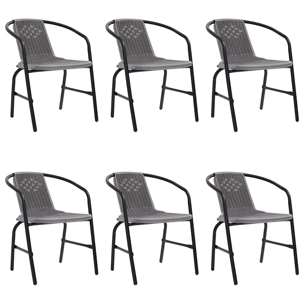 vidaXL Gartenstühle 6 Stk. Rattan-Optik Kunststoff und Stahl 110 kg
